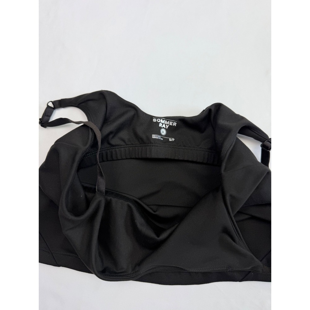 Sommer Ray Womens Black Adjustable Strap Crop Top Camisole with Shelf Bra S/P - Picture 7 of 9